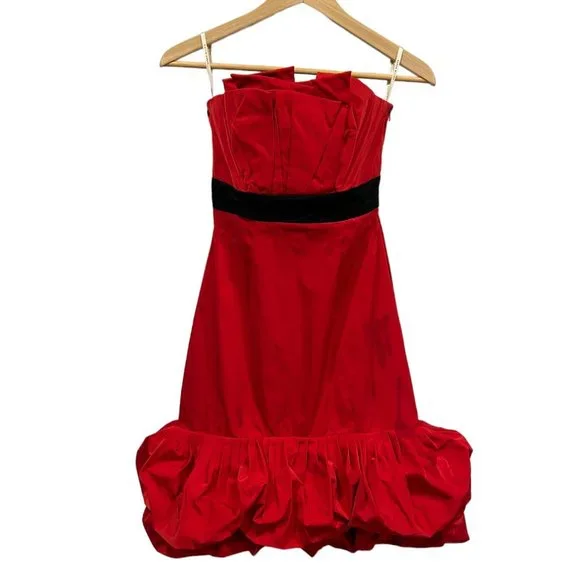 open lace back dress KAREN MILLEN BLACK,RED & WHITE CHERRY PRINT STRAPLESS DRESS SIZE 8/10 –  Whispers Dress Agency